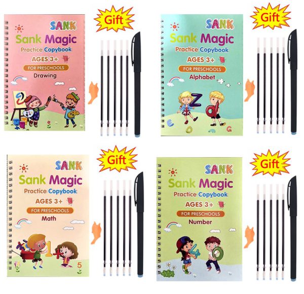 JL Sank Magic Practice Copybook For Kids (4 BOOK + 1 GRIP, 1 PEN + 10  REFILL ) Magic Book For Kids, Magic Practice Copy Book For Kids, Reusable -  Price History